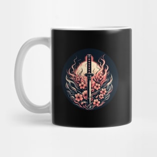 Sakura with katana in flames Mug